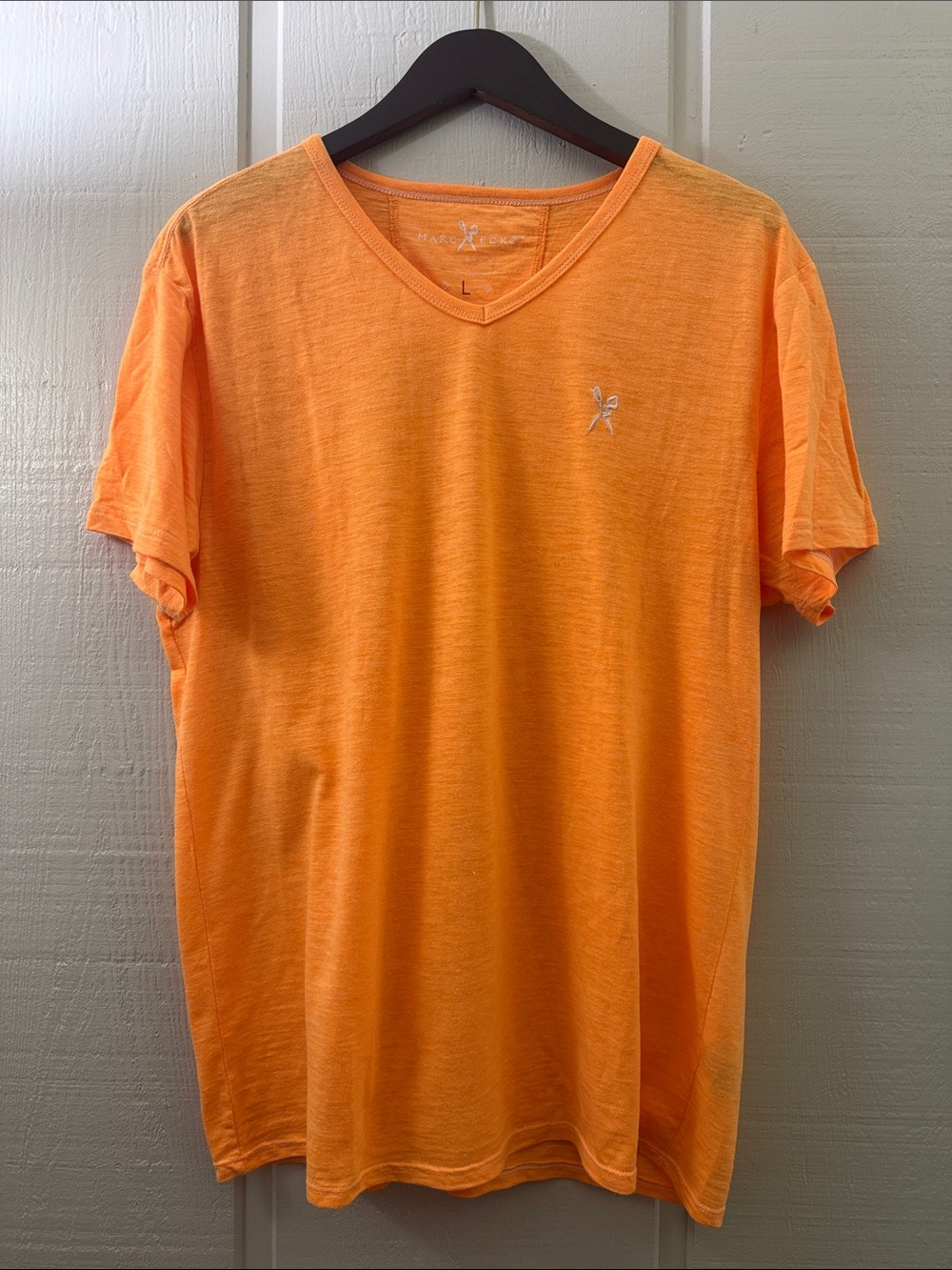 Men's Orange V-Neck Short Sleeve Tee Marc Ecko Sz Large